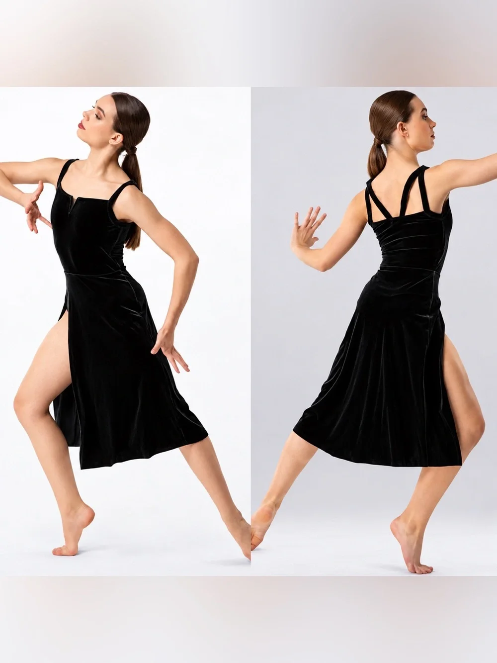WEISSMAN Elite Dance black velvet lyrical dress Costume No Fool D12212 Child LC